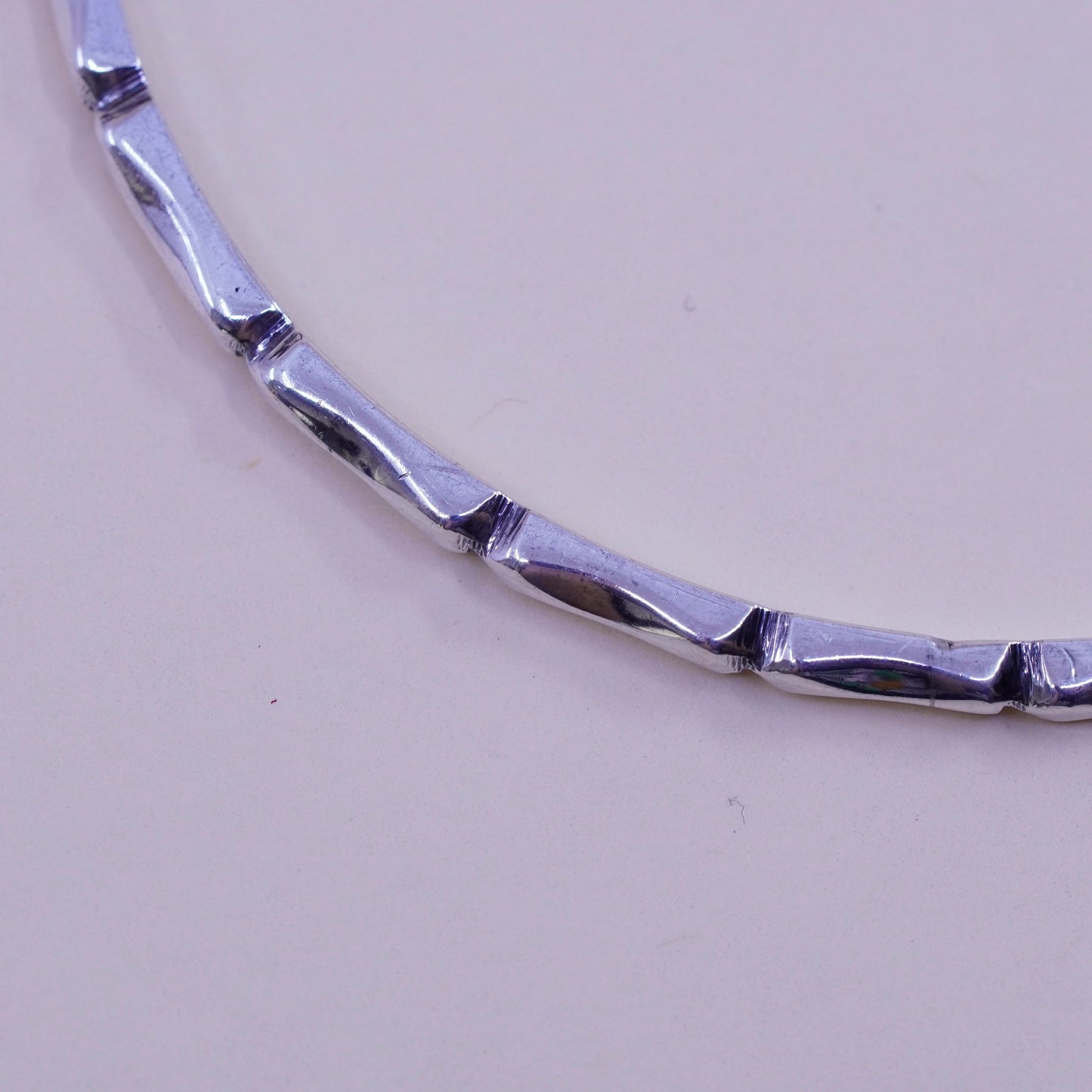 8”, Mexico sterling silver handmade 925 bracelet, bamboo knot textured bangle