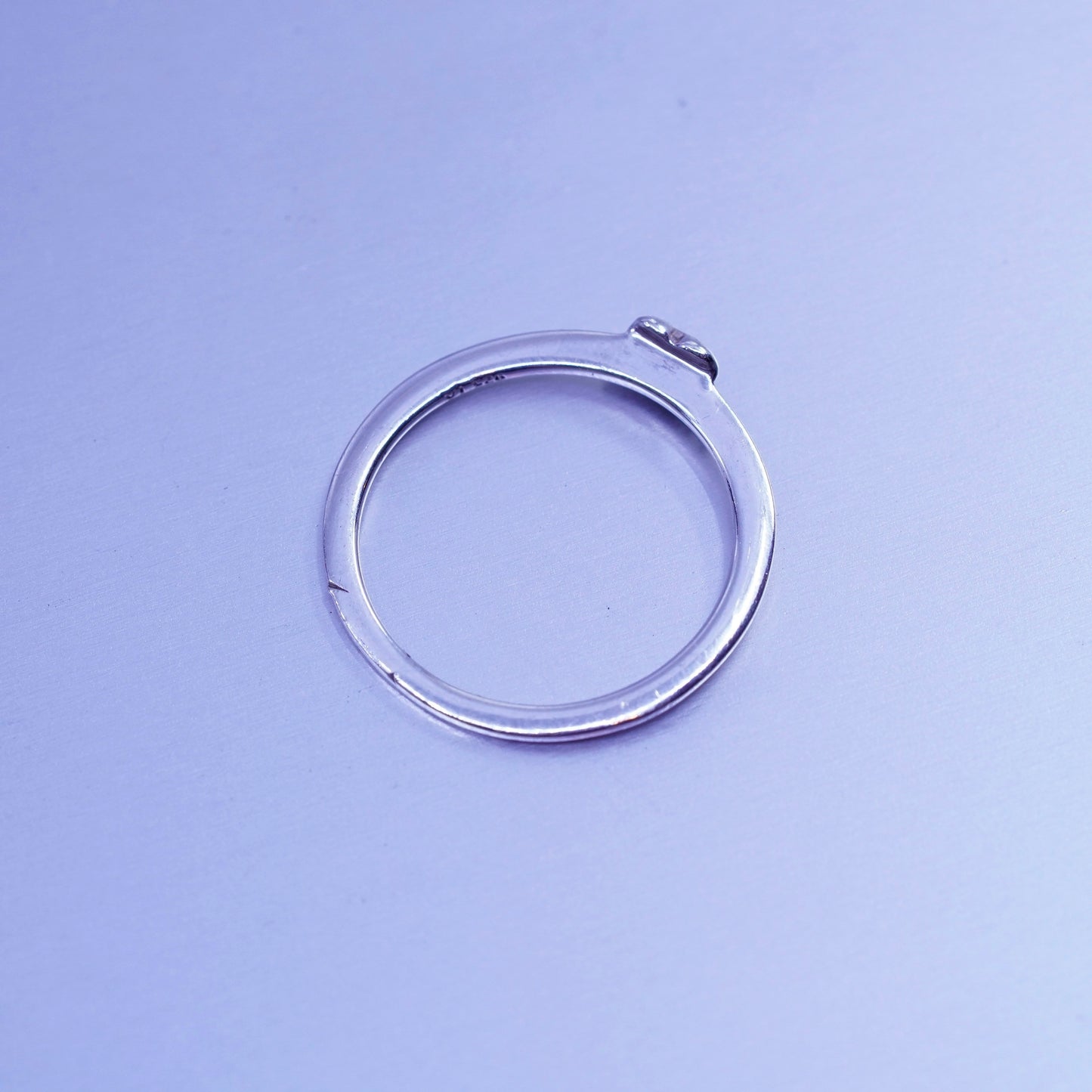 Size 8.25, = southwestern Sterling 925 silver wedding ring heart stackable band