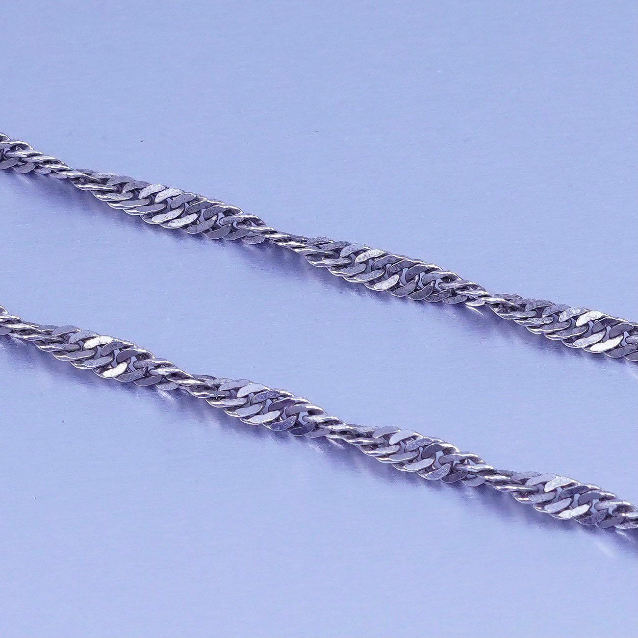 24” 3mm, vintage Italy Sterling 925 silver twisted curb chain necklace