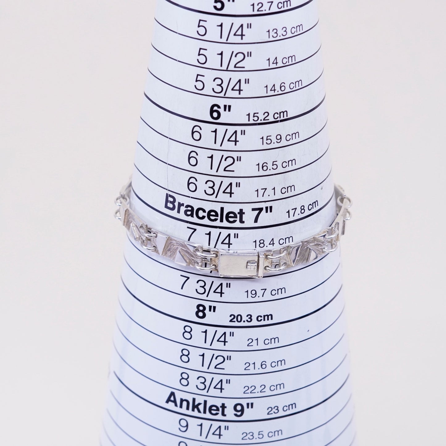 7.5”, sterling silver handmade tennis bracelet, 925 embossed rectangular chain