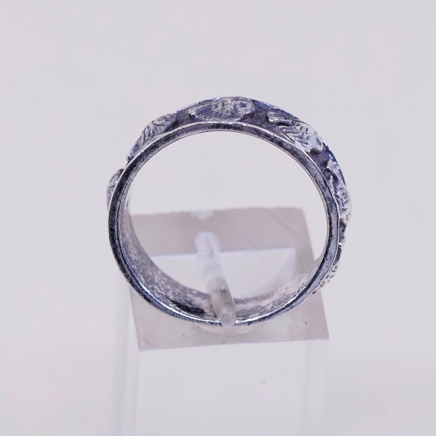 sz 8.25, vintage hopi Sterling silver handmade ring, 925 tropical fish band