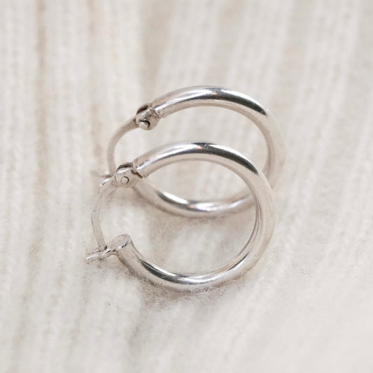 0.75”, Vintage sterling 925 silver loop earrings, minimalist primitive hoops