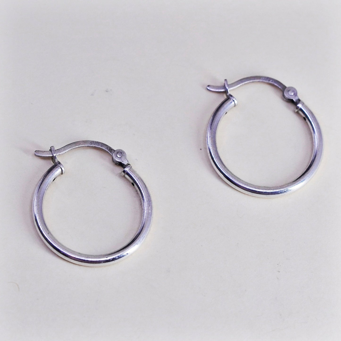 0.75”, Vintage sterling 925 silver loop earrings, minimalist primitive hoops