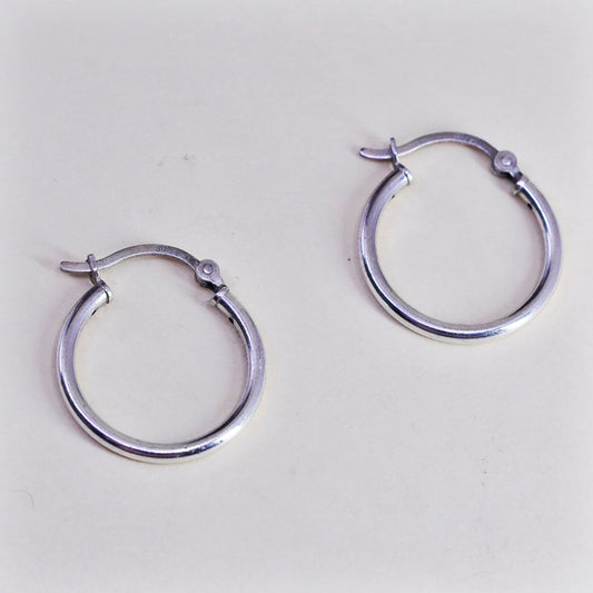0.75”, Vintage sterling 925 silver loop earrings, minimalist primitive hoops