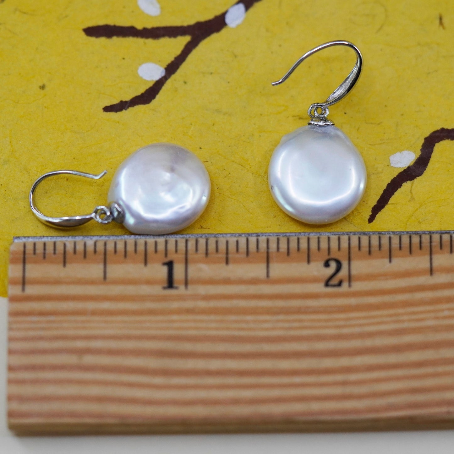 Vintage Sterling 925 silver handmade earrings with coin pearl