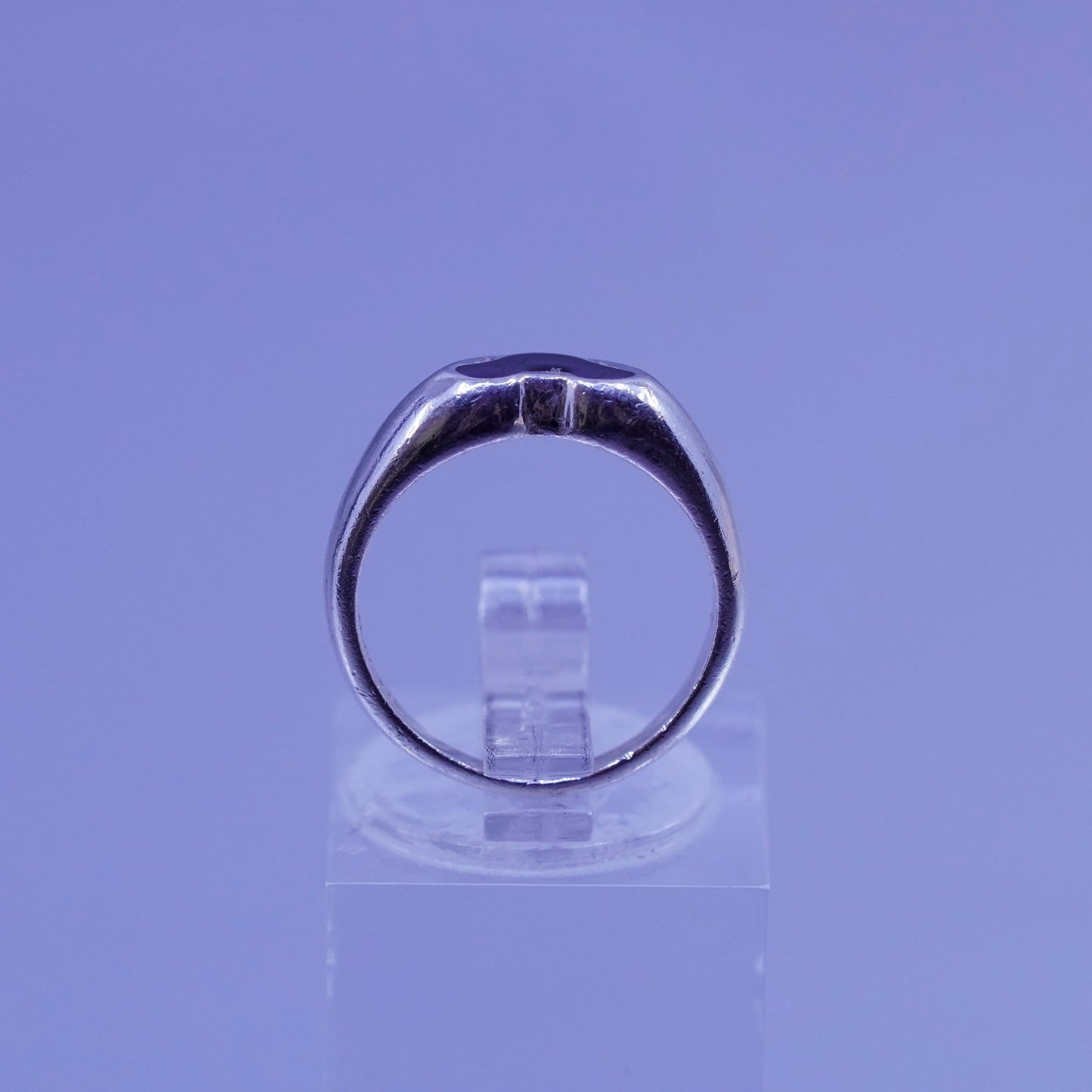 Size 4, vintage Sterling 925 silver handmade enamel ring with teddy bear