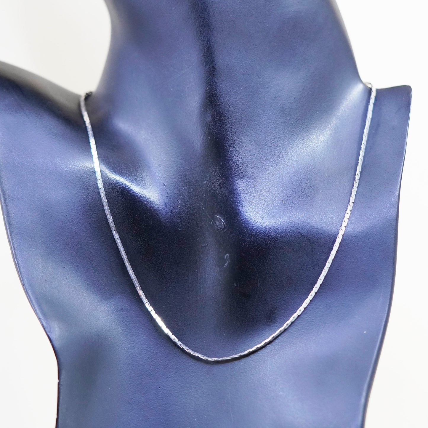 15.5”, 2mm, Vintage sterling silver Italy 925 flatten nugget chain, necklace