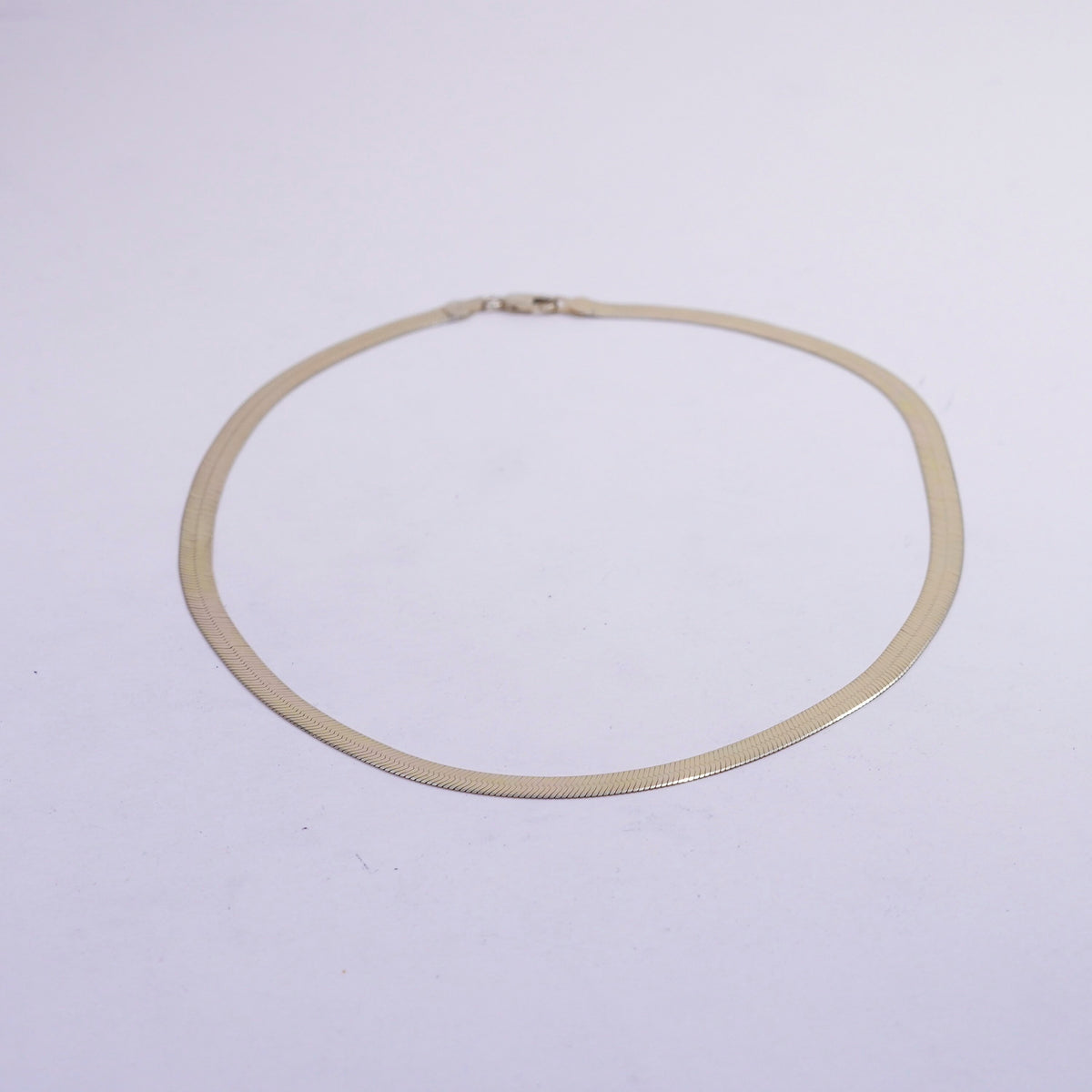 18", vintage vermeil gold sterling silver necklace, Italy 925 herringbone chain