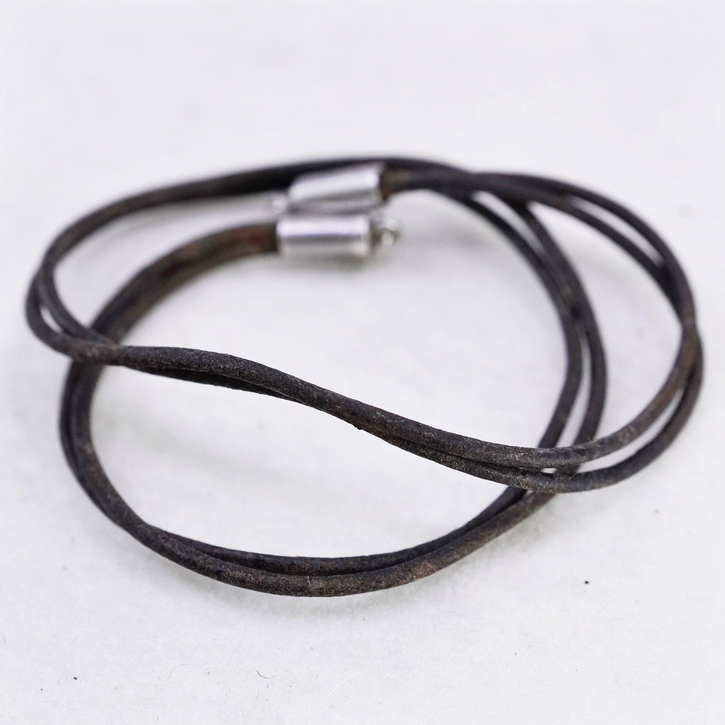 16”, Silpada 925 Sterling Silver double strands brown leather chain Necklace