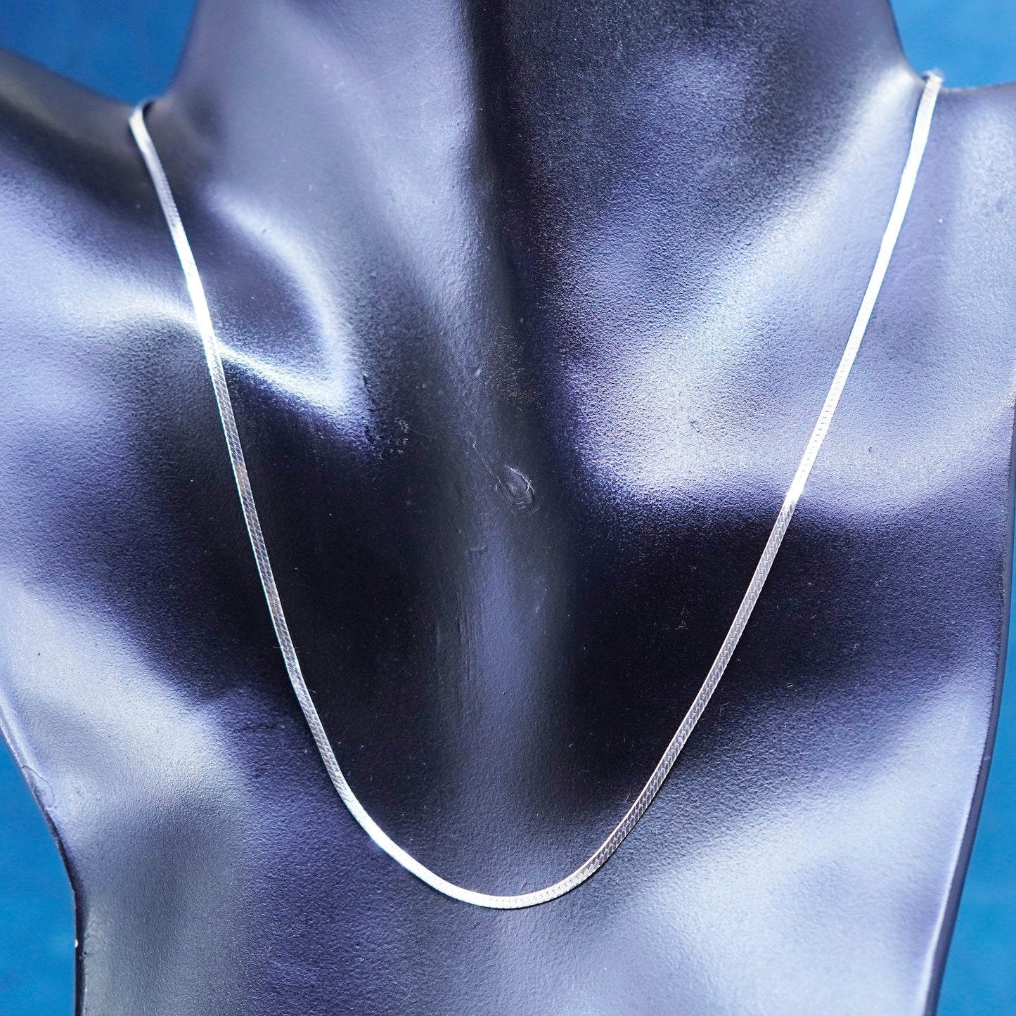 16”, 2mm, vintage Sterling silver handmade chain, 925 herringbone necklace