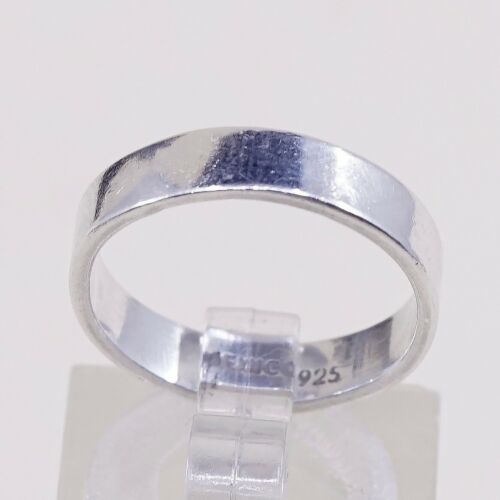 Size 5.5, Vtg Sterling Silver Handmade Wedding Ring, Solis 925 Silver Band