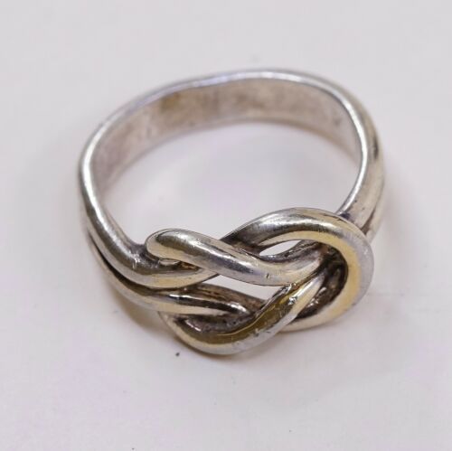 Sz 6.5, Vtg Danecraft Sterling Silver Handmade Ring 925 Band Entwined Knot,