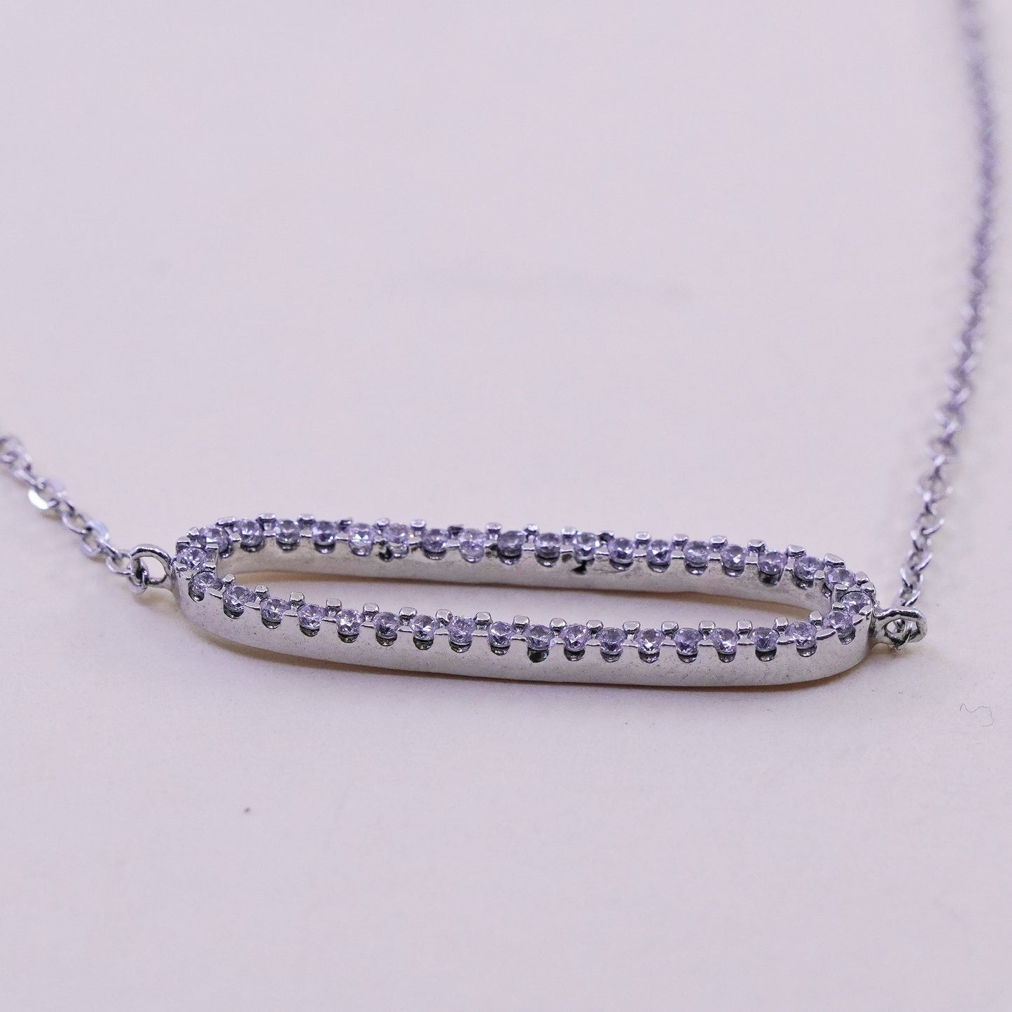 6.75+1”, sterling silver handmade bracelet, Italy 925 circle chain with oval Cz