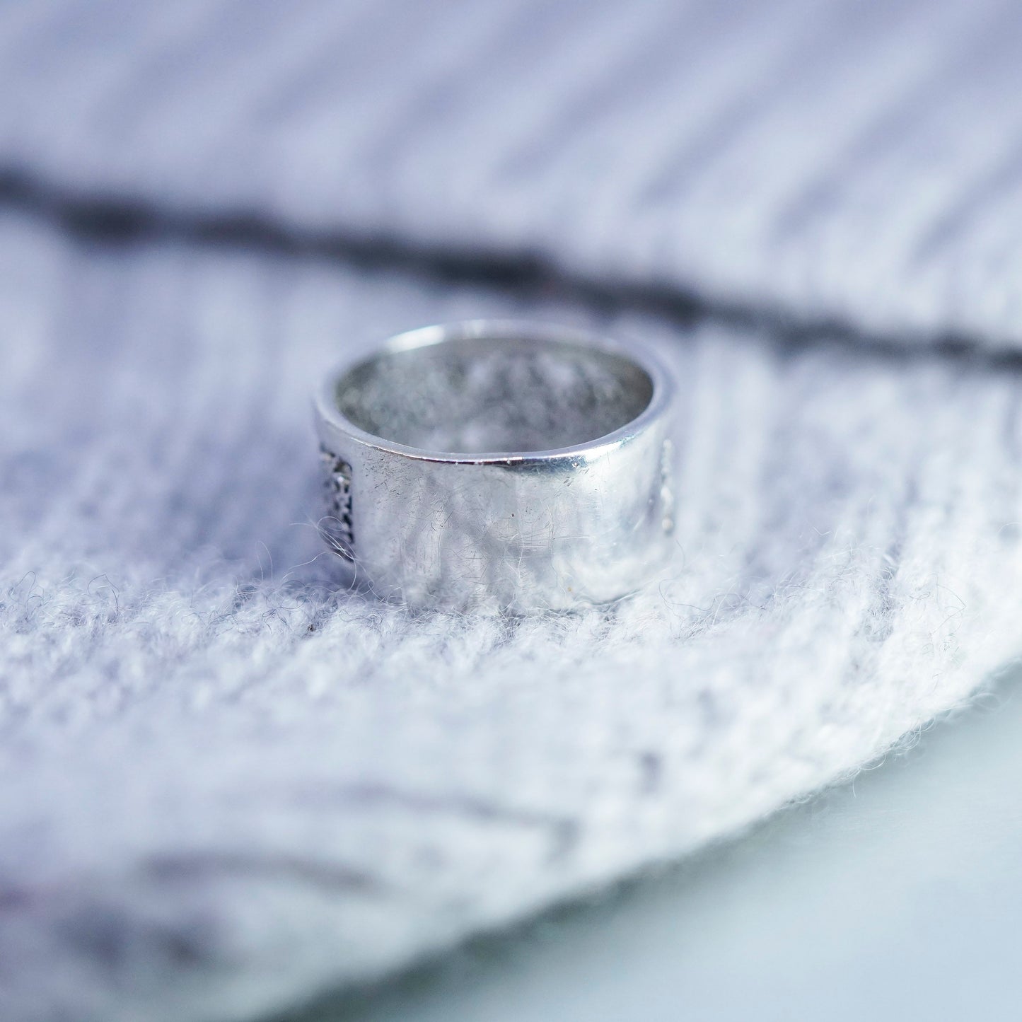 Size 6.75, vintage Sterling 925 silver handmade ring, filigree band