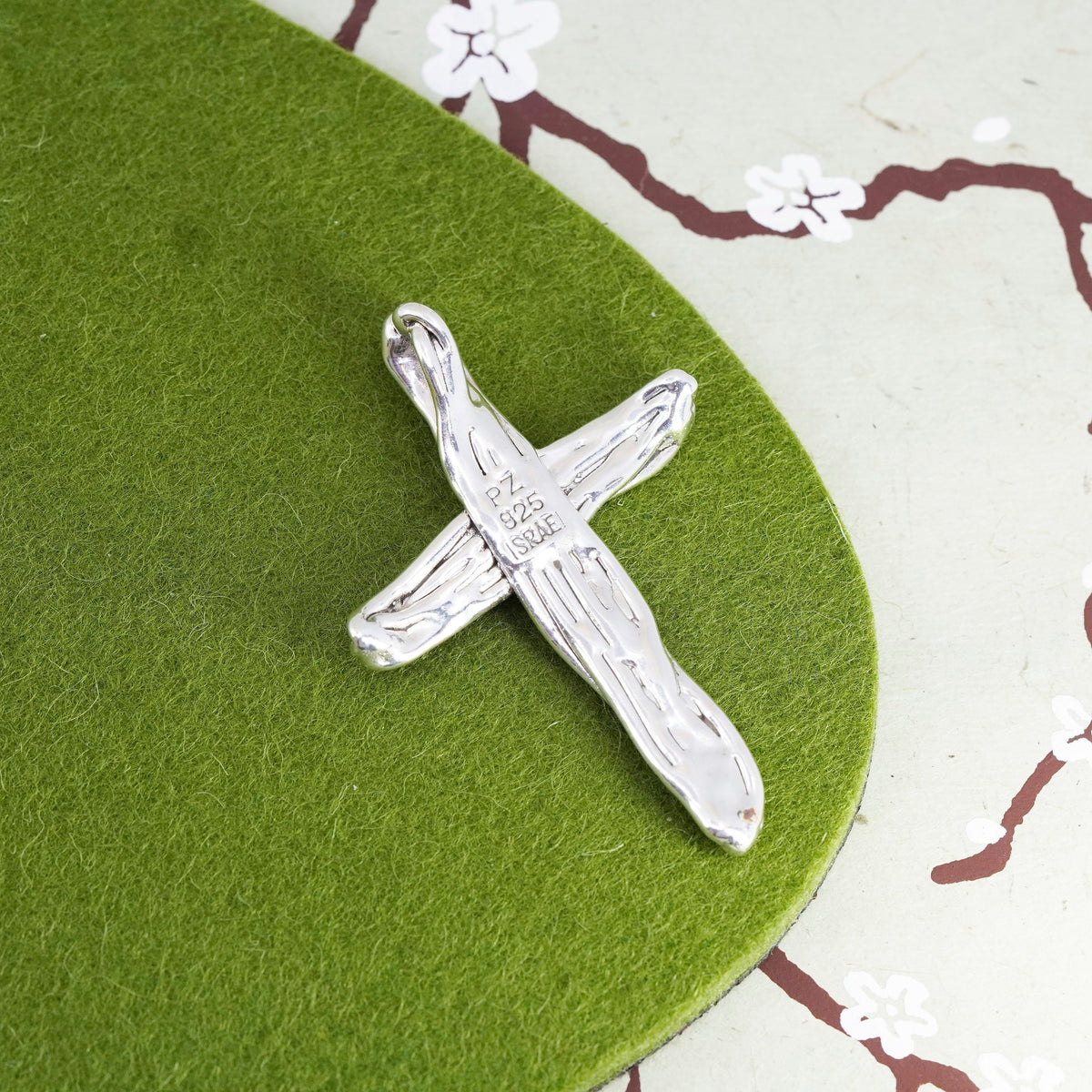 Vintage Israel PAZ PZ Sterling 925 silver handmade cross pendant