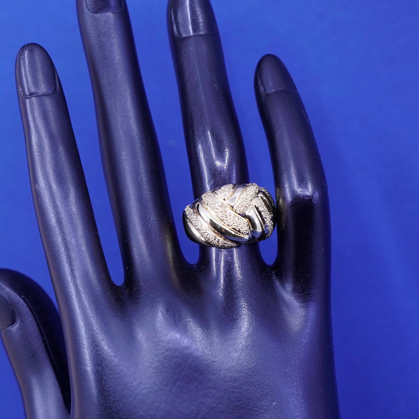 Size 6, Itaor Italy vermeil gold sterling silver handmade ring, glittering band