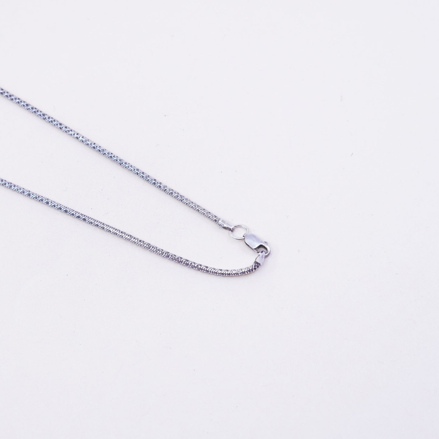 18”, 2mm, vintage Sterling silver necklace, Italy textured 925 snake chain