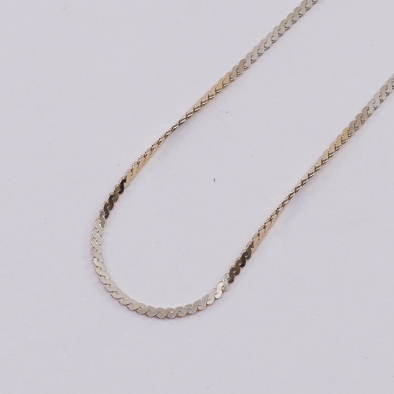 20”, vtg vermeil gold sterling silver Italy 925 twisted s link chain, necklace