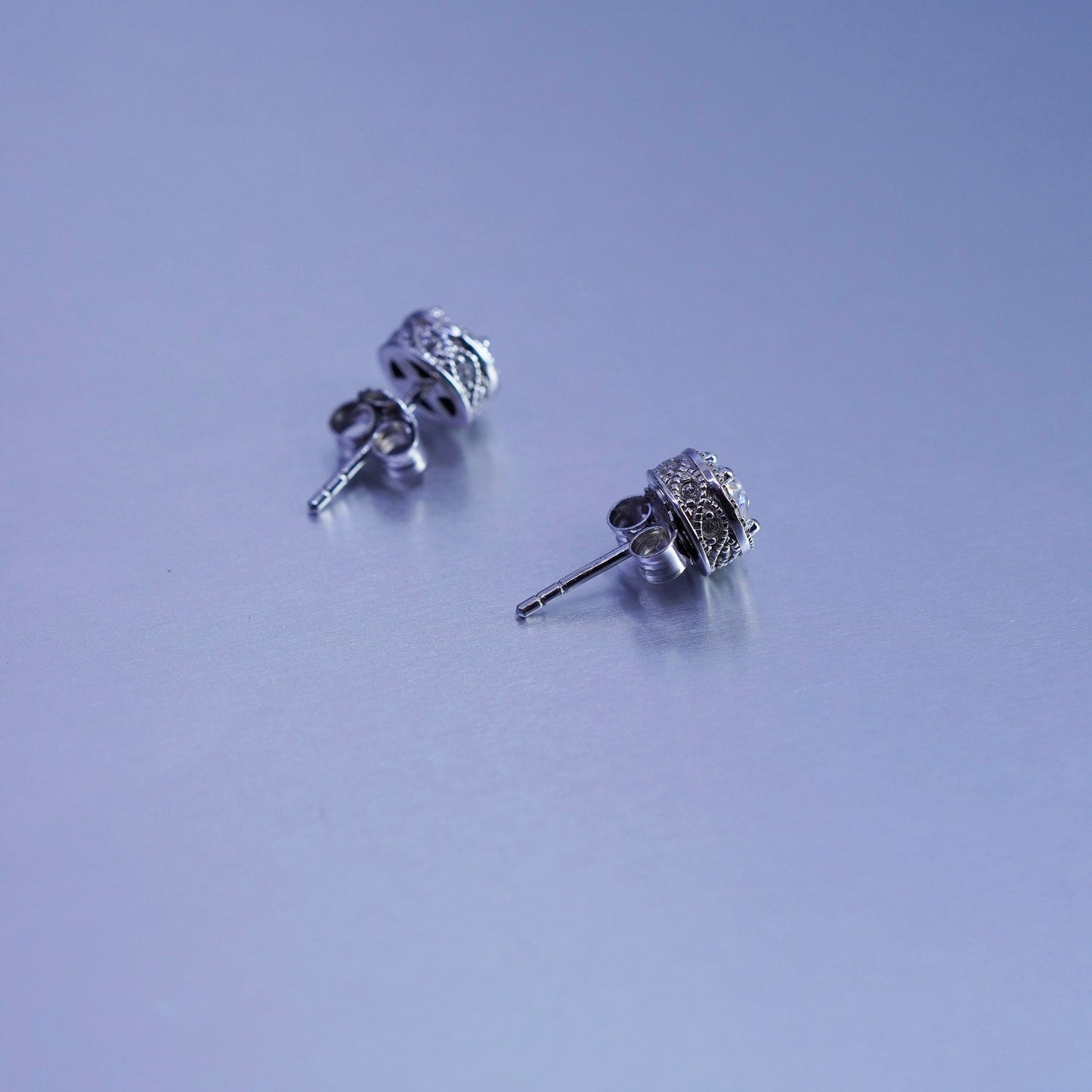 Vintage Sterling 925 silver earrings, studs with cz inlay