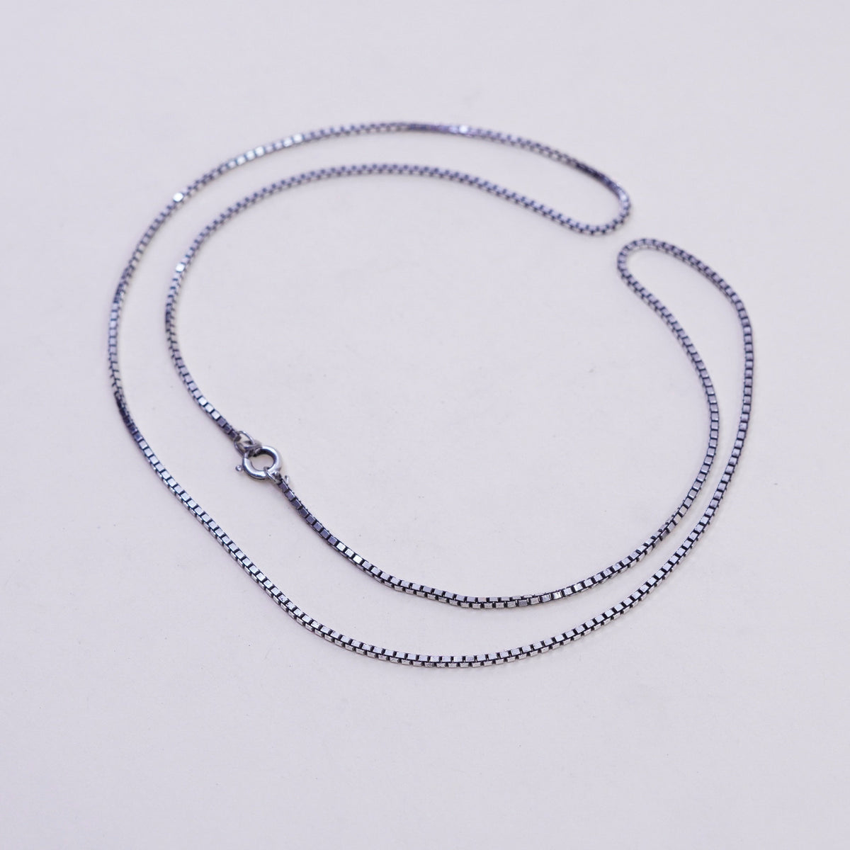 23”, 1.6mm, Vintage Italian sterling 925 silver box chain, necklace