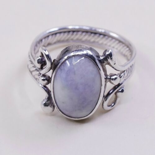 Sz 7.5, Handmade Ring in Sterling 925 Silver N Howlite Stone, Silver Tested