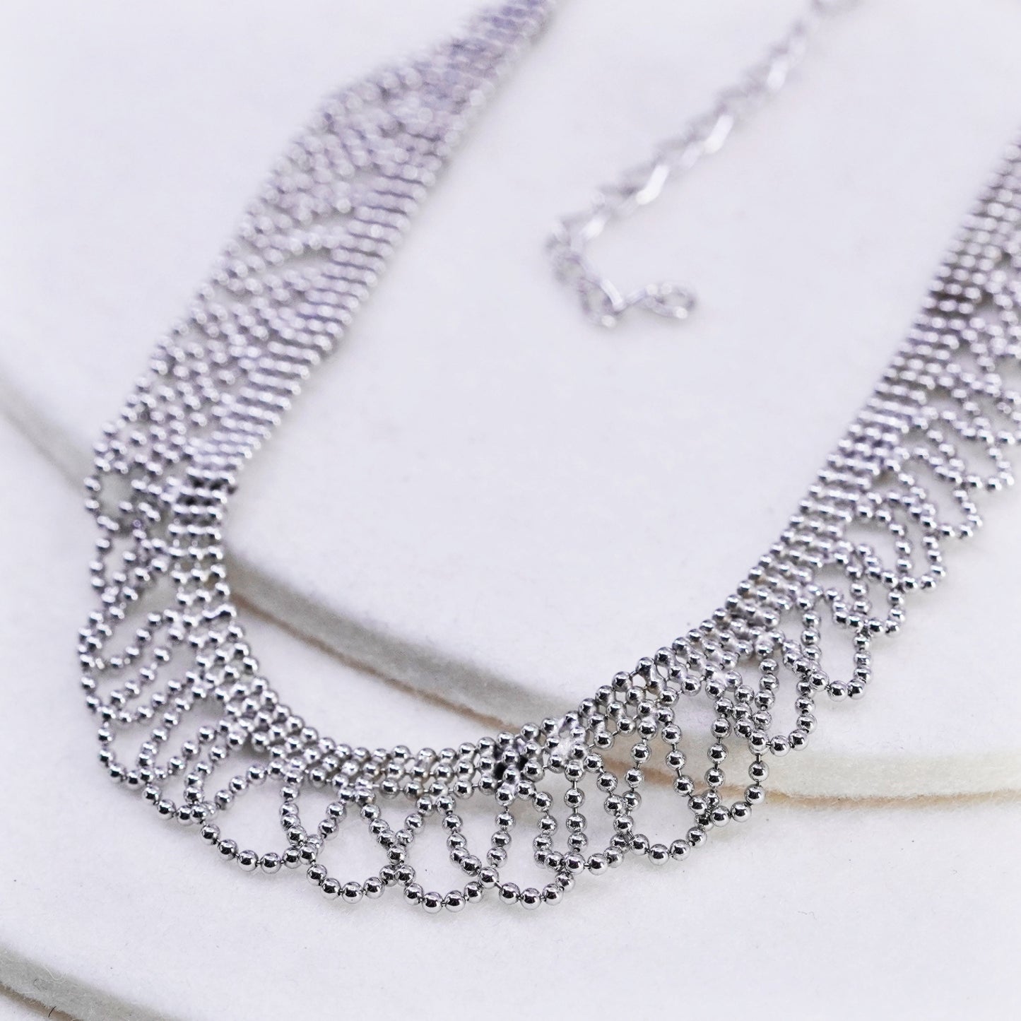12+4”, vintage Sterling 925 silver multi strands choker collar necklace