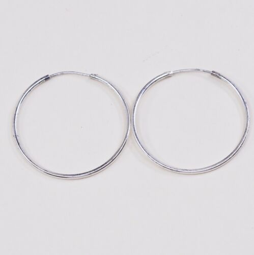 1.25”, Italy 925 Sterling Silver Hoop Pierced Earrings, 925 silver huggie