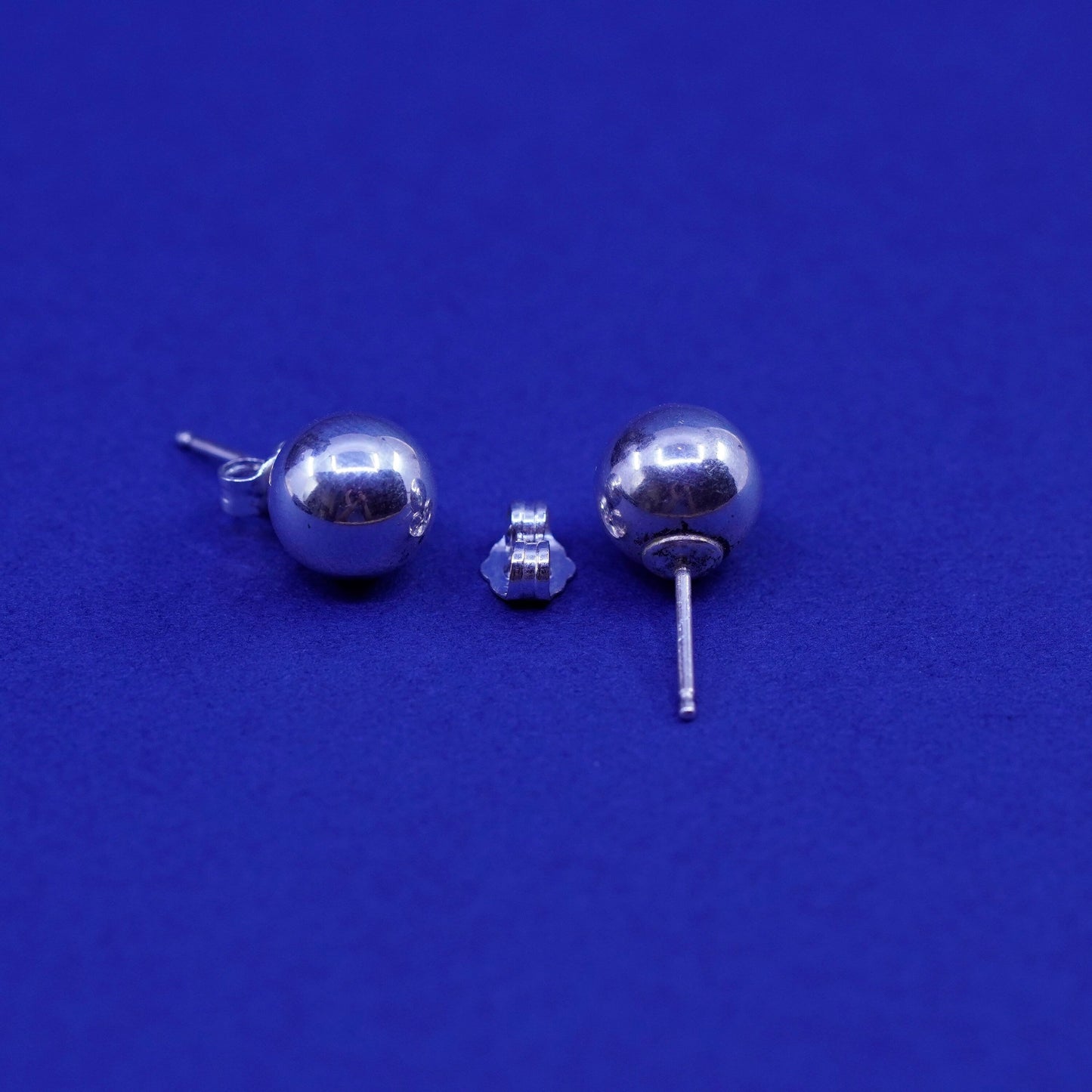 10mm Vintage Sterling 925 silver handmade earrings, 925 studs