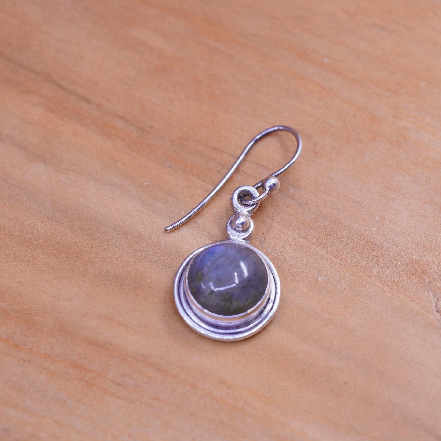 Vintage Sterling 925 silver handmade earrings with round labradorite
