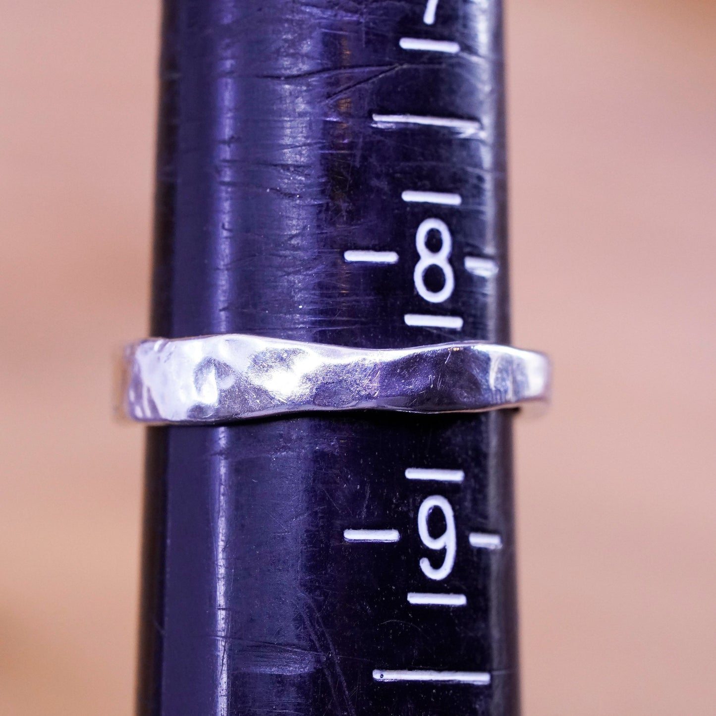 Size 8.25, vintage Sterling silver prayer ring, hammered 925 band with “love”
