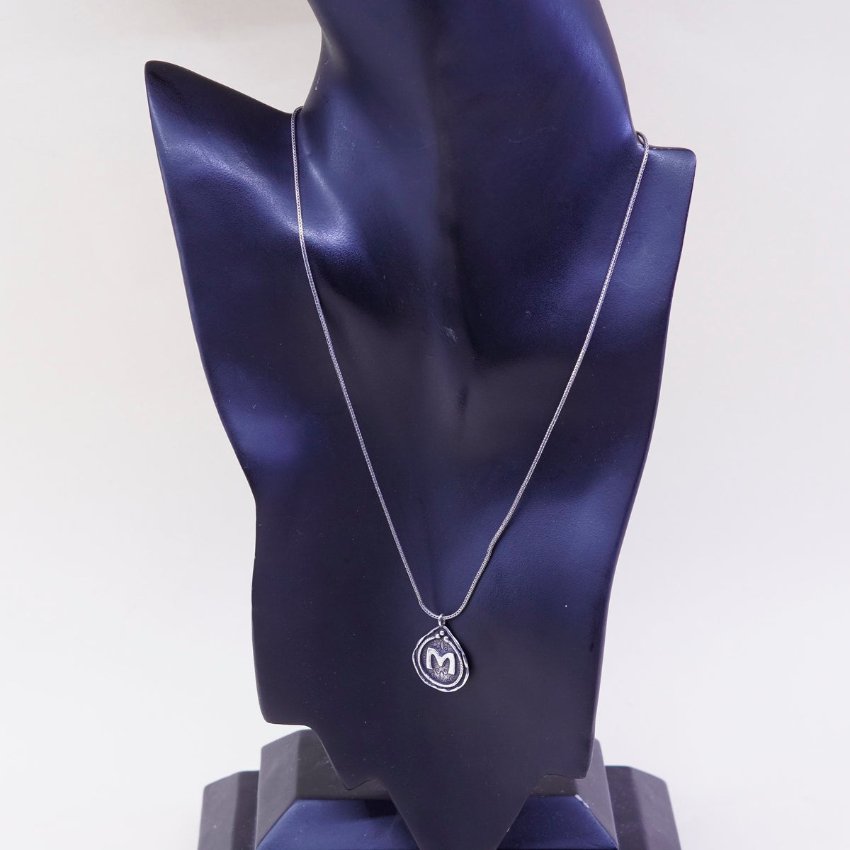 18”, Israel Shablool Didae sterling silver 925 necklace, wheat chain initial M