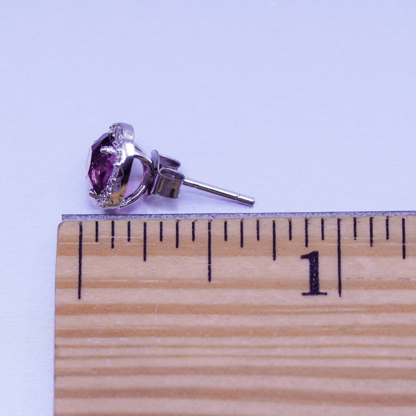 Vintage Sterling 925 silver earrings, studs with cz inlay
