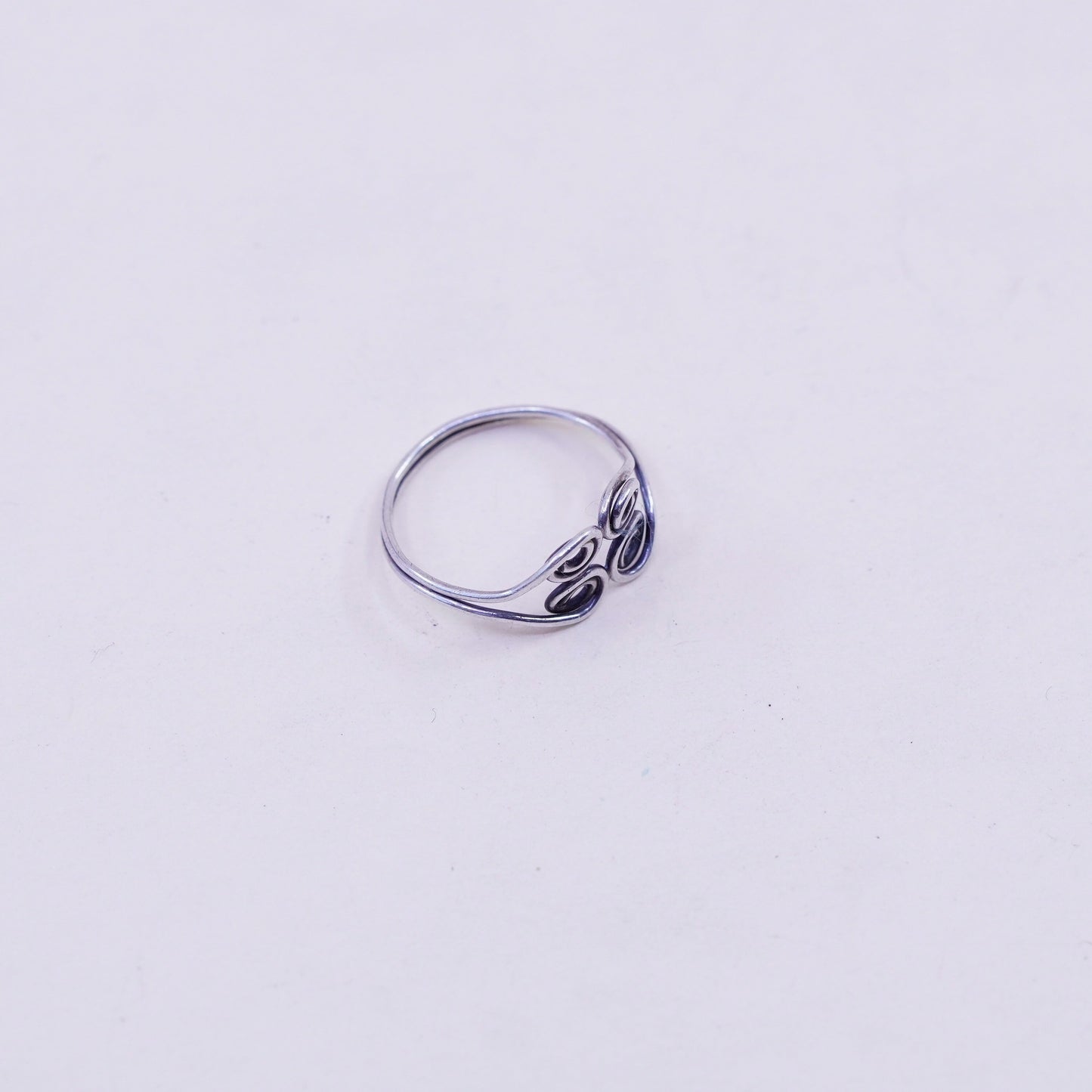 Size 5.5, vintage sterling silver handmade ring, Mexico 925 swirl pattern