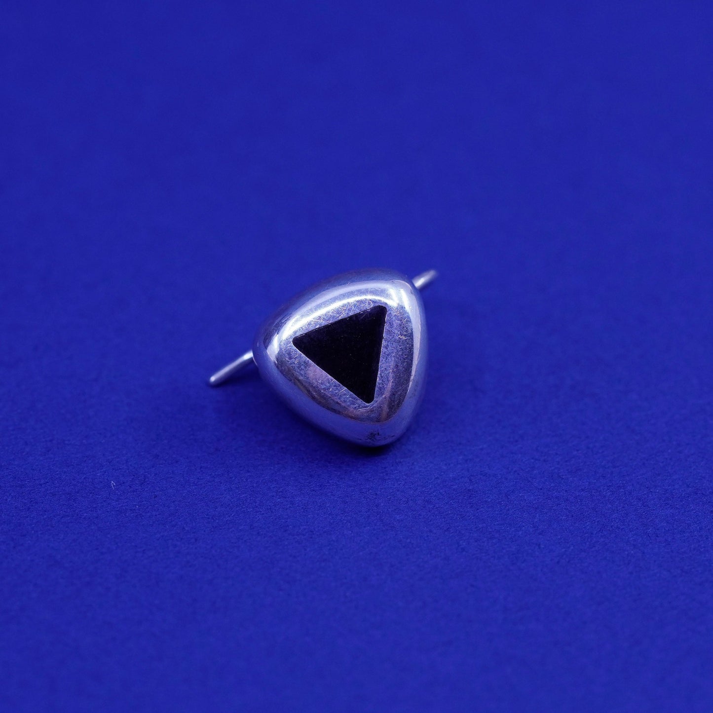 Vintage Mexico Sterling silver handmade Square earrings with obsidian
