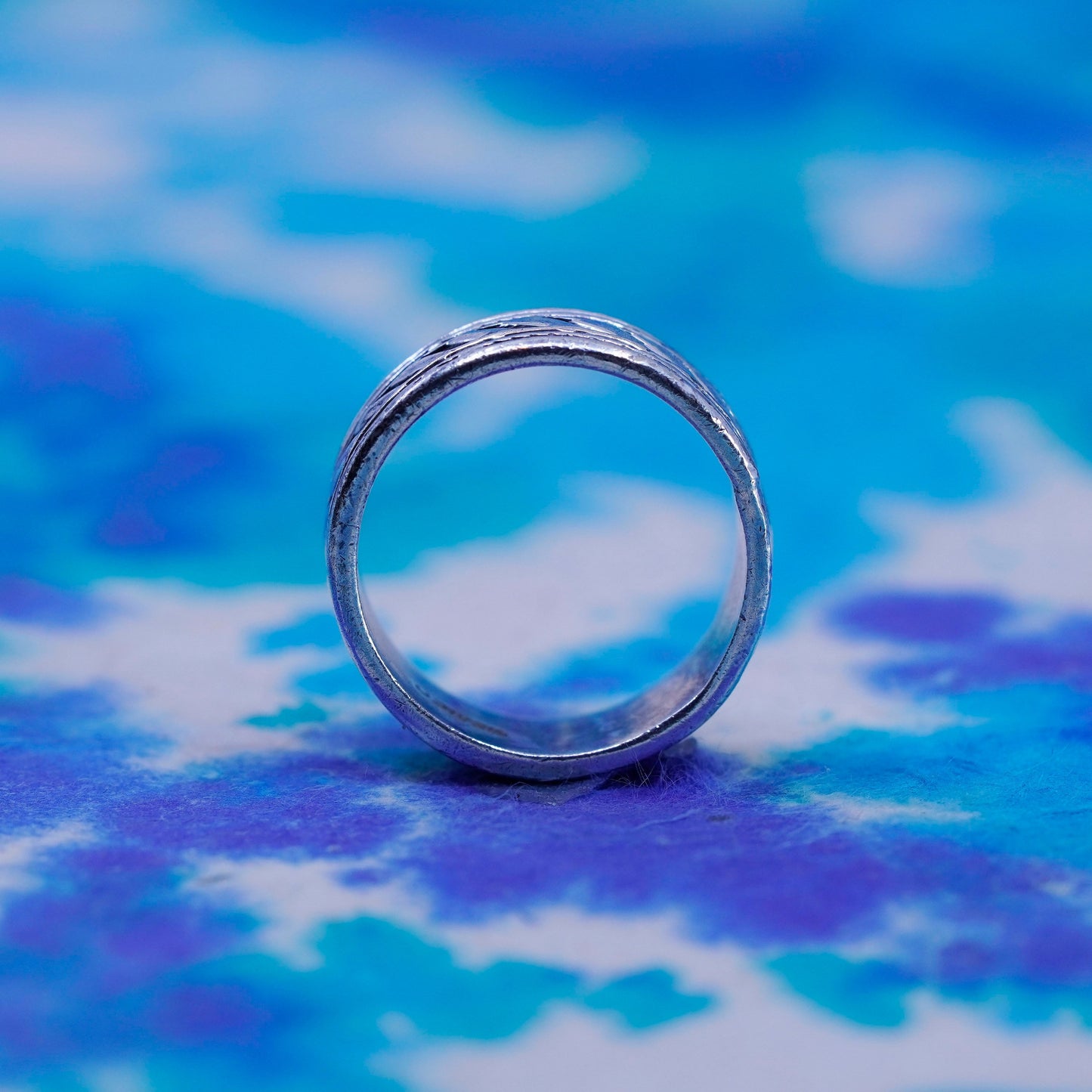 Size 8, vintage Sterling silver handmade stackable ring, 925 wedding band