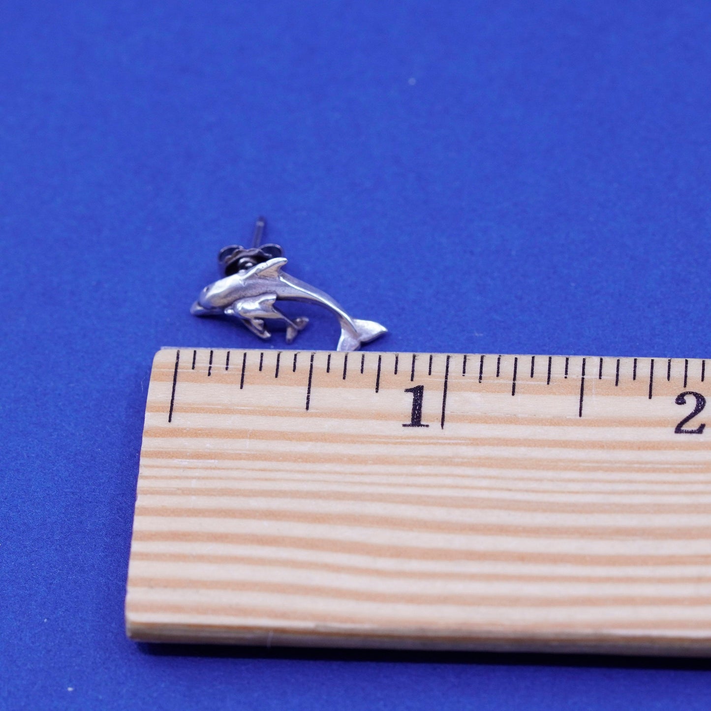 Sterling silver handmade earrings, 925 mother baby motherhood dolphin studs