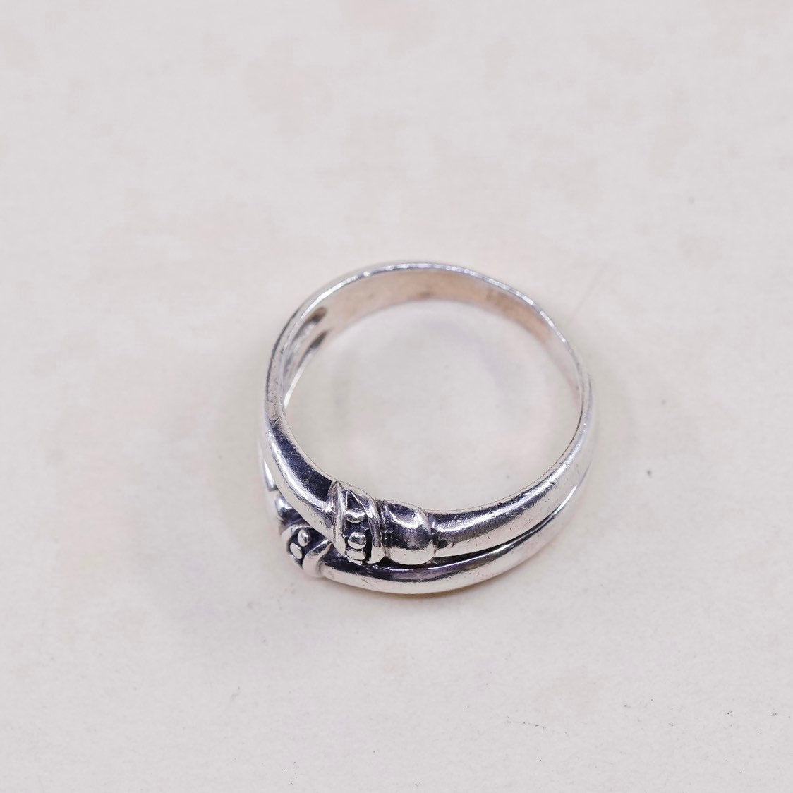 sz 7, vtg Sterling silver handmade ring, 925 beads band, stamped 925 TH