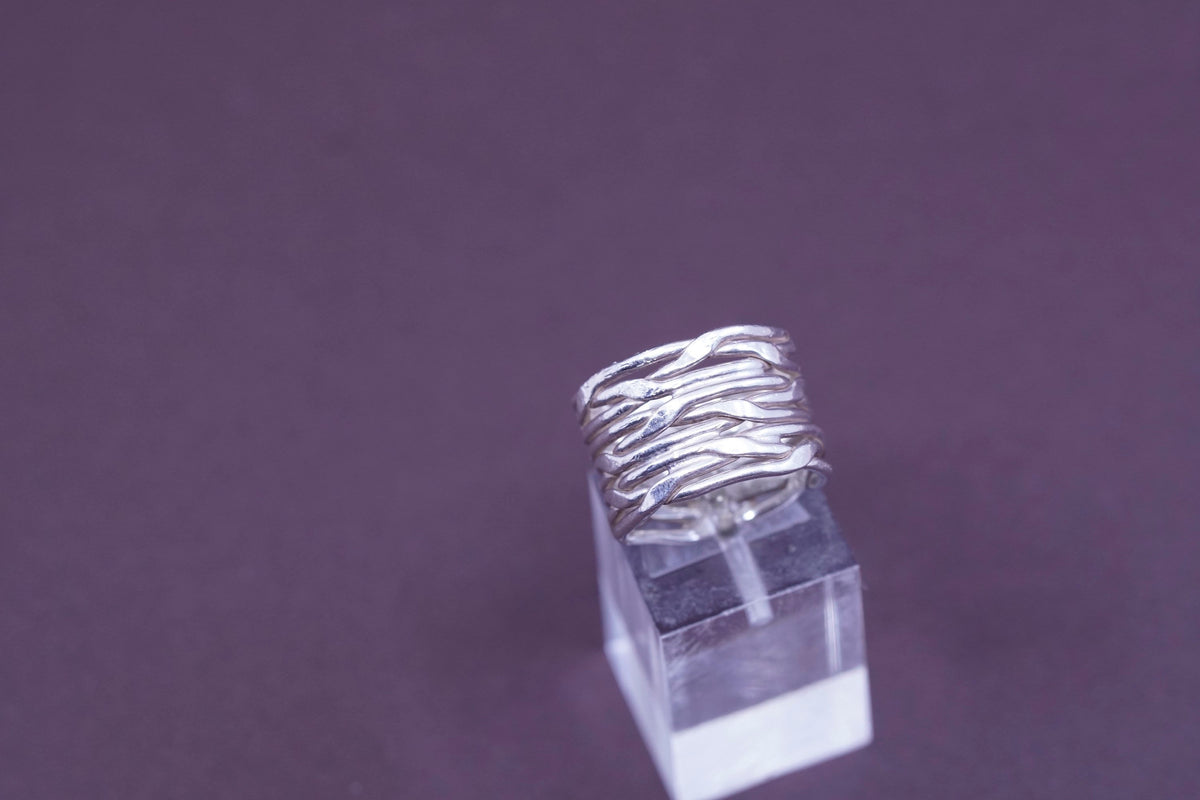 Size 5, vintage Sterling silver handmade wired ring, 925 band