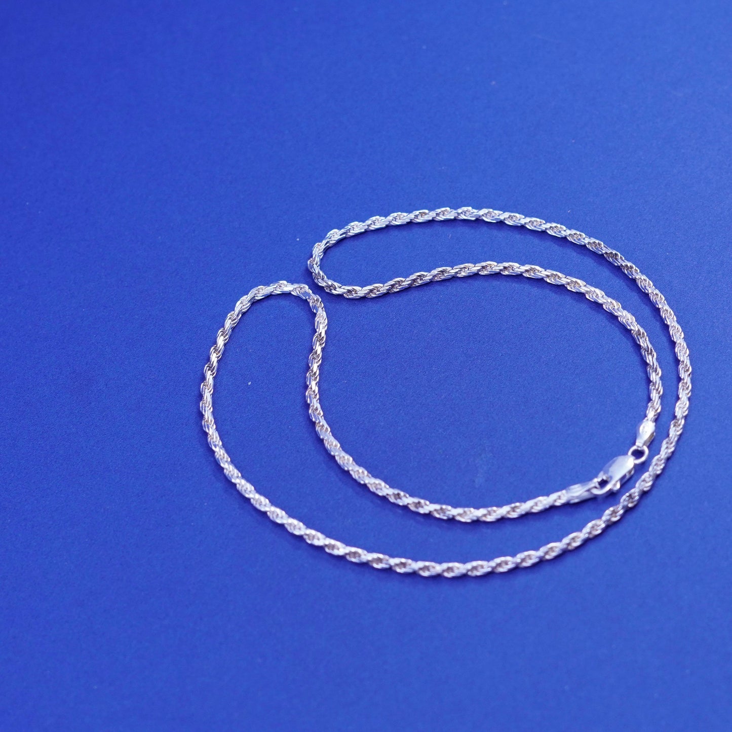 20”, 3mm, vintage Sterling silver handmade necklace, 925 diamond cut rope chain