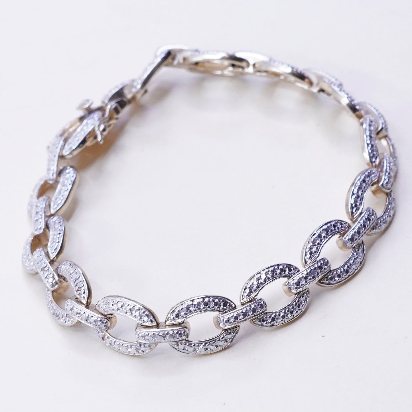 7.25”, vermeil gold over sterling silver tennis bracelet, 925 chain diamond