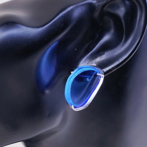 1084 Studio Sterling silver Handmade earrings 925 silver w/ blue Glass studs