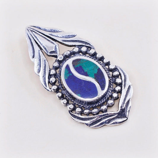 Vintage sterling 925 silver handmade pendant with turquoise and beads