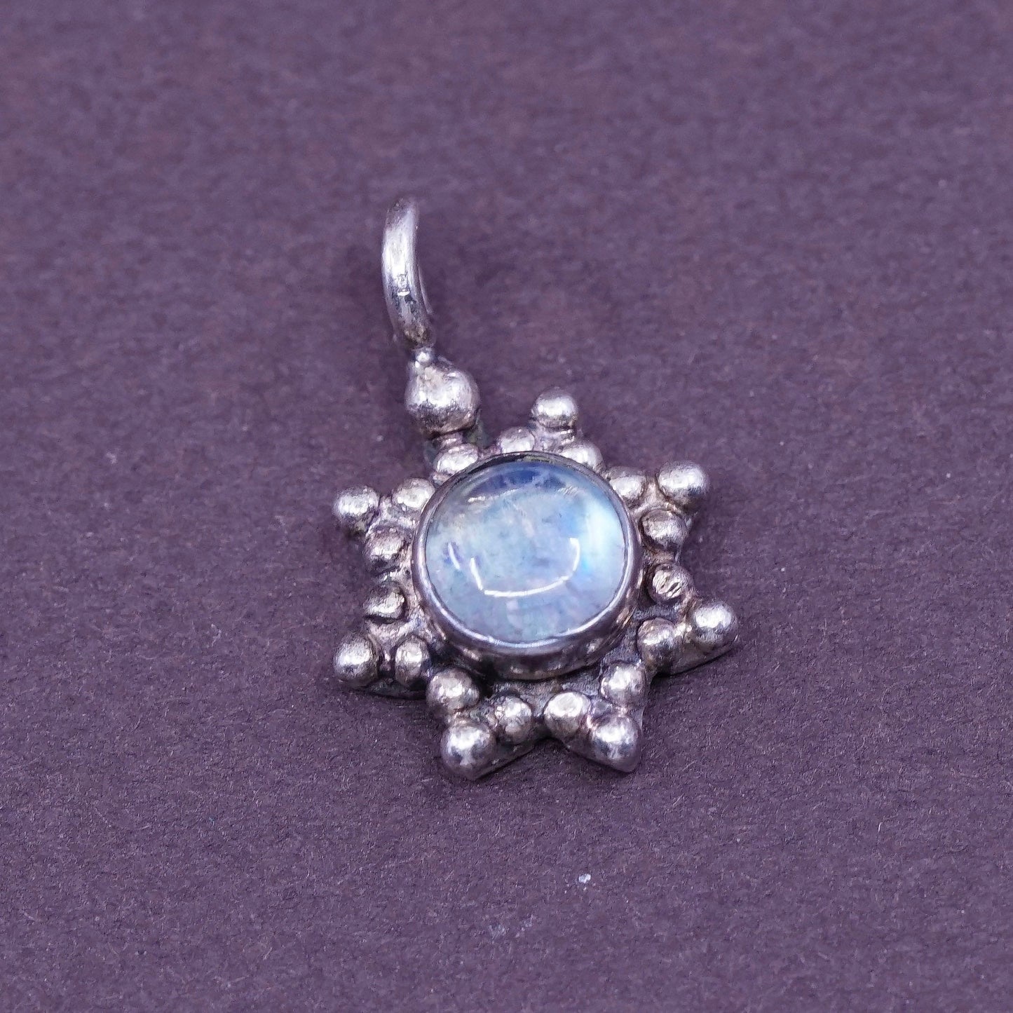 Vintage Sterling 925 Silver Handmade Pendant with moonstone and beads
