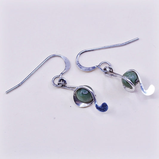Vintage Sterling 925 silver handmade earrings with caged bead turquoise