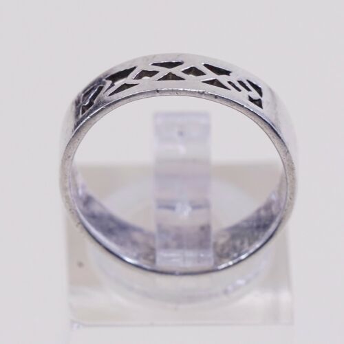 Sz 6.75, Vtg Sterling Silver Handmade Ring, 925 Silver Band W/ filigree