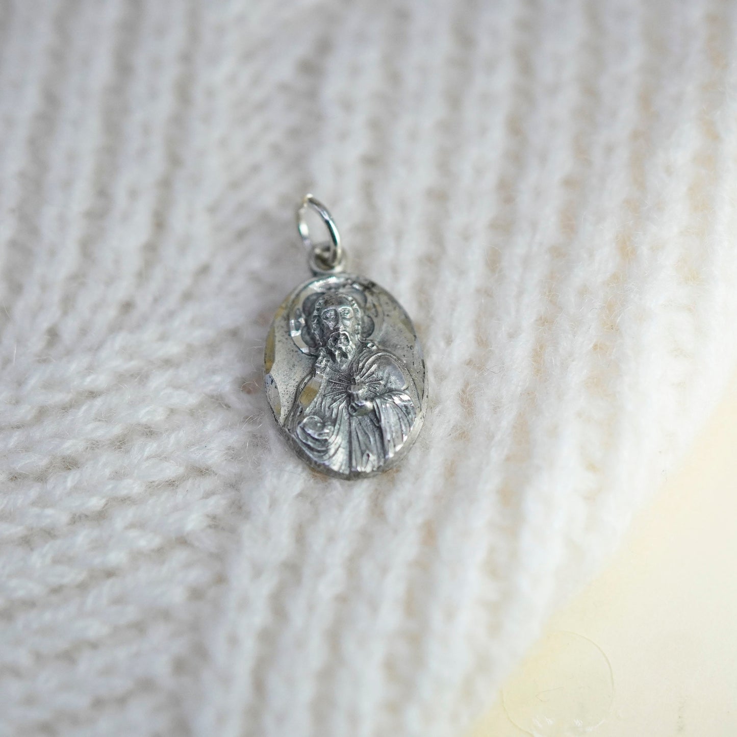 sterling silver cross pendant, 925 bracelet charm, Christian, Catholic, Jesus