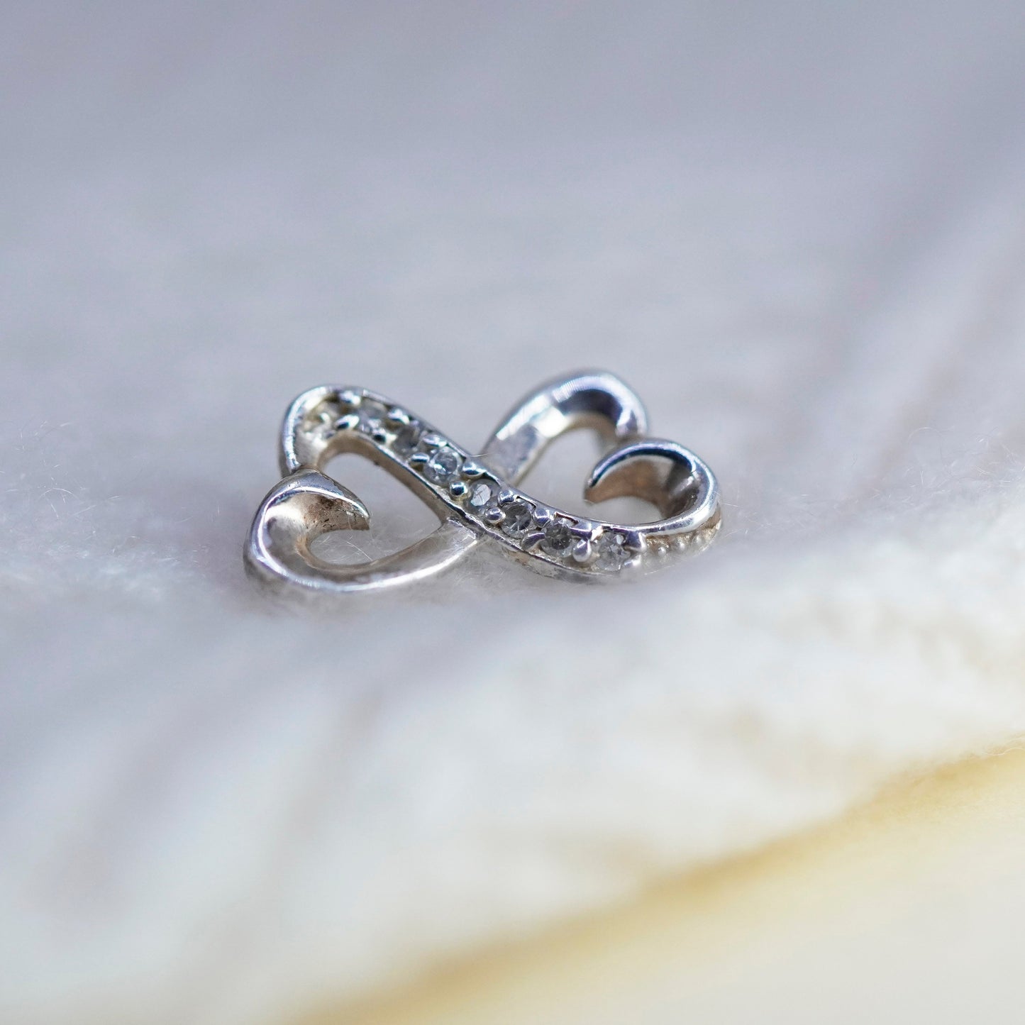 sterling silver handmade pendant, 925 double hearts with Swarovski crystal