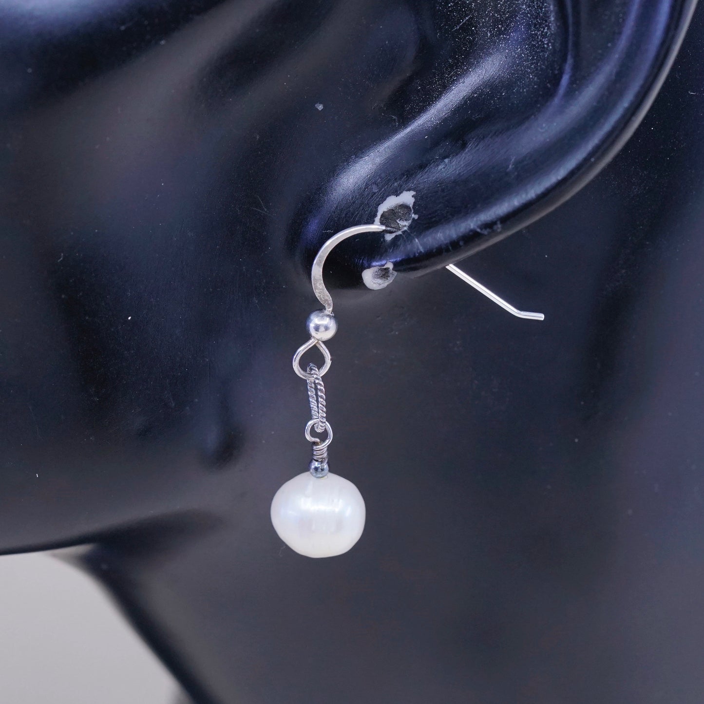 Vintage Sterling 925 silver handmade earrings with pearl drops