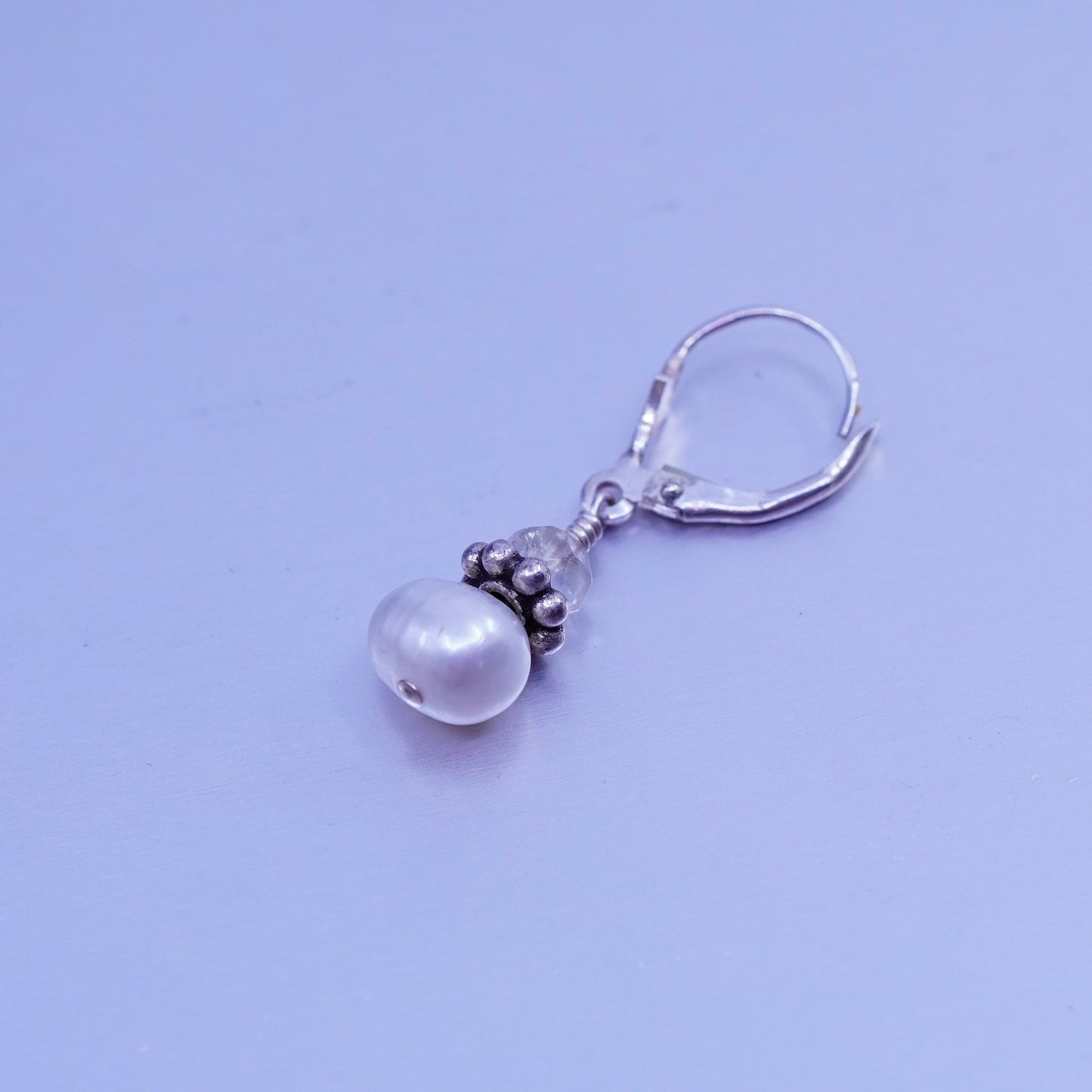 Vintage Sterling 925 silver handmade earrings with freshwater pearl