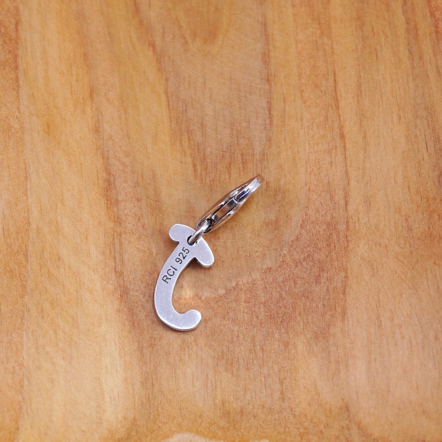 Vintage RCI sterling silver handmade pendant, 925 charm, initial “J” with cz